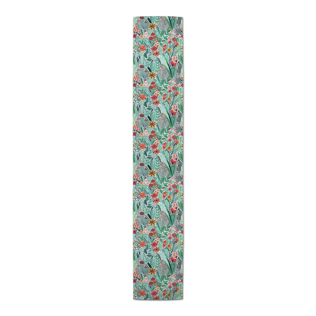 72'' Lush Floral Pattern Cotton Twill Table Runner